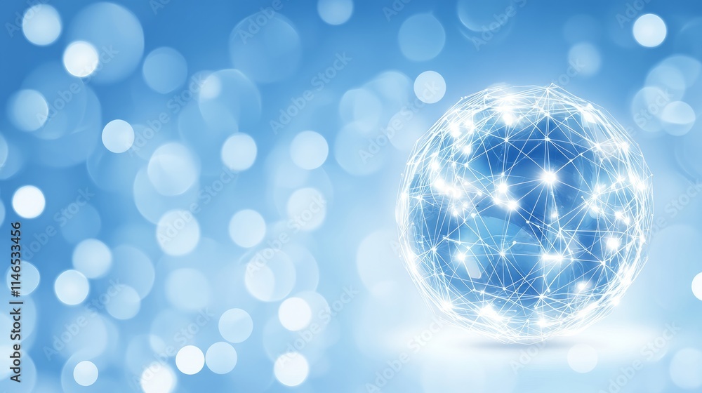 Poster global network connection illuminated world map