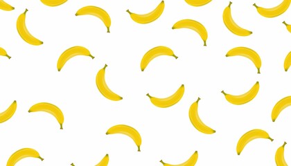 Banana pattern, banana fruit on white background 