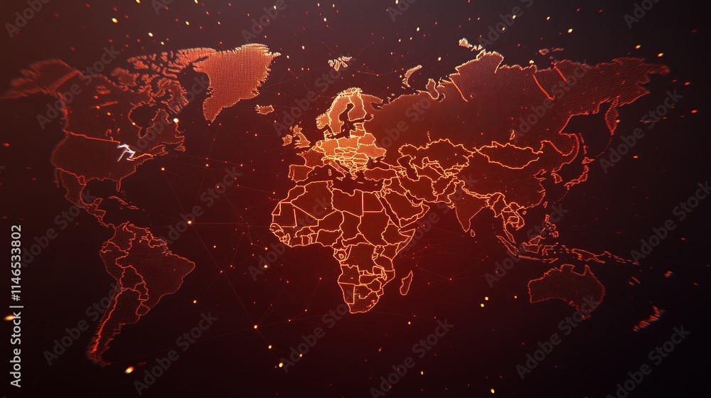 Poster Global Network Connections A World Map Visualization
