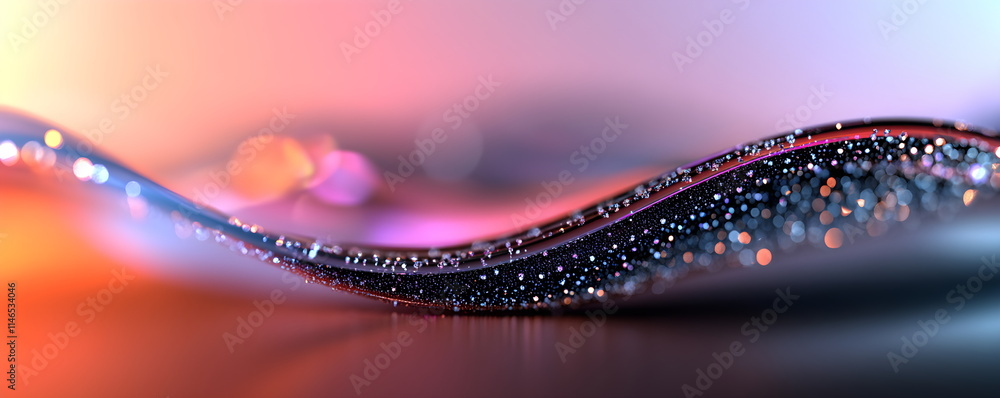 Poster abstract hexagon pattern on a dark surface with glowing light and bokeh. technological background co