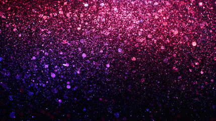 Glitter sparkle background in purple and pink gradient color with shimmering light effect and bokeh texture, magic abstract pattern illumination surface for card or party.