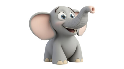 cheerful cartoon elephant with big ears and happy expression, perfect for children content