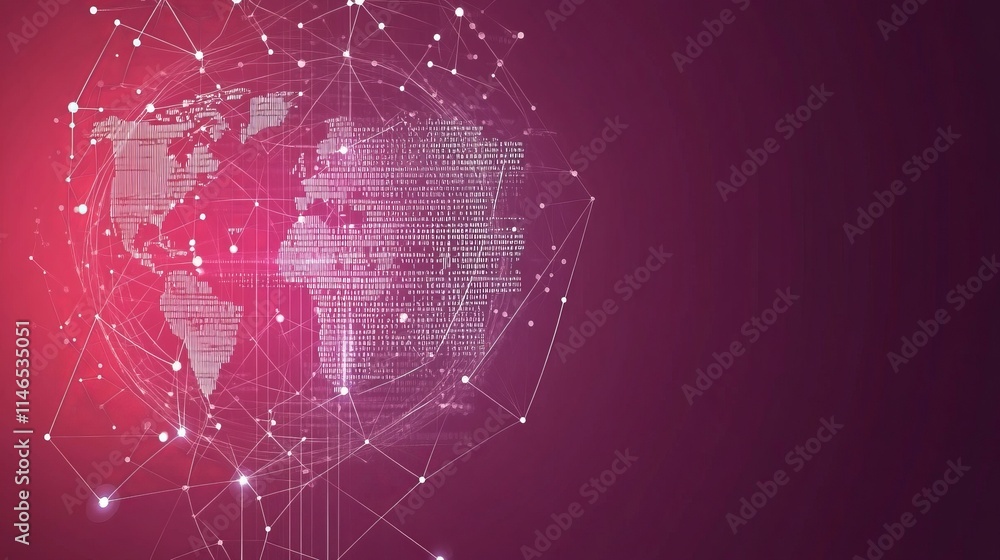 Poster global network data visualization a world connected digitally