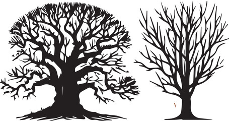 Obraz premium Detail and Natural Tree Silhouette Illustration 