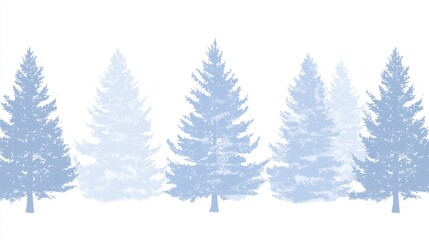 Fototapeta premium Serene Snowy Landscape Illustration Featuring Pine Trees with a Tranquil and Chaotic Winter Atmosphere