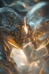 Glowing humanoid heads in dreamlike warmth and light