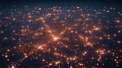 Obraz premium Glowing Cityscape Network A Digital Metropolis at Night