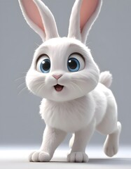 Obraz premium cartoon white rabbit on white background