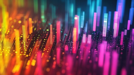 Colorful Abstract Data Visualization with Glowing Bars and Bokeh