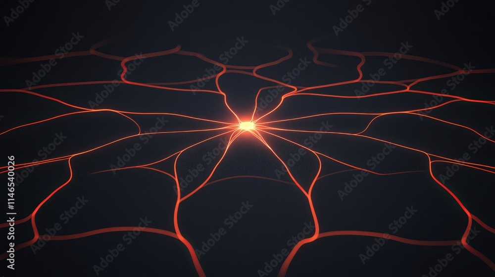 Poster glowing network hub abstract neural network visualization