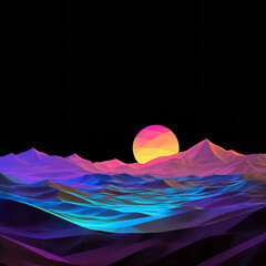 Retro Reflections: Synth Sunset on a Digital Ocean