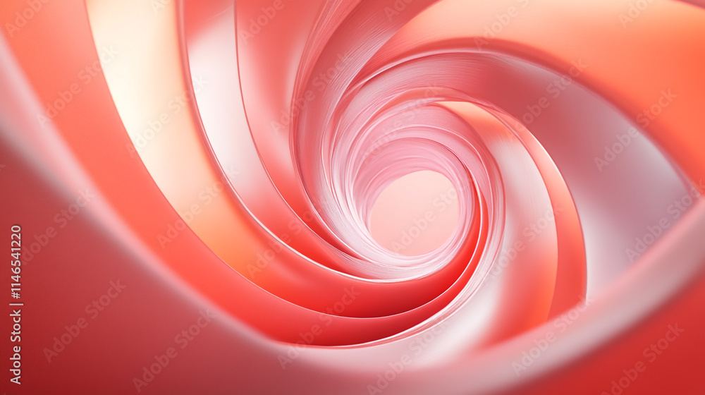 Poster swirling spiral design with soft pink and red hues in a dynamic pattern.