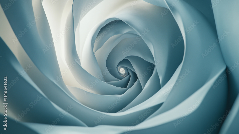 Poster spiraling layers of soft blue petals create a mesmerizing visual effect.