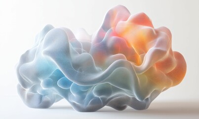 Abstract pastel sculpture, flowing forms, textured surface.