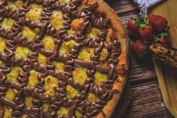 Sweet pizza, Pizza banana pizza with chocolate