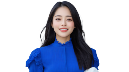 Portrait of a Woman in Blue Attire with Transparent Background