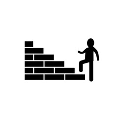 Vector illustration of a figure climbing a ladder icon. Representing growth, progress, and achieving goals or success through effort and determination.