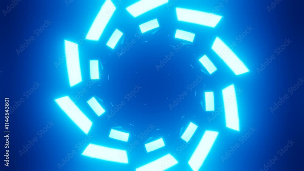 Poster hypnotic neon light vj loop with rotating abstract shapes