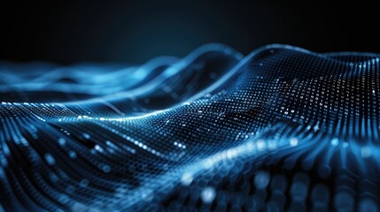 Abstract wave of binary code flowing through space