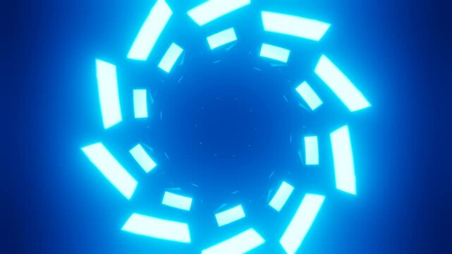 Hypnotic Neon Light VJ Loop With Rotating Abstract Shapes
