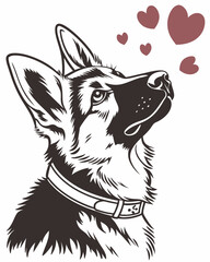 German Shepherd Puppy Portrait: Instant Download for Cricut, Cameo, and Silhouette Projects.