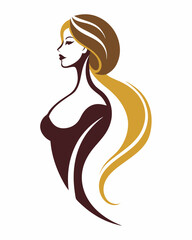Elegant Lady Body Profile Silhouette: Beauty, Hair Salon, Fashion Store, and Spa Logo Design.