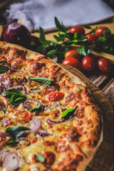 Margherita pizza with tomato and basil