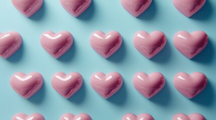 Obraz premium Pink Hearts Pattern Valentine s Day Background Love Romance Sweet Candy