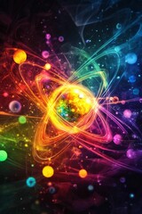 Obraz premium Vibrant cosmic scene; swirling nebula, glowing orbs.