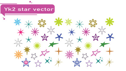 abstract design vector 3D & Yk2 stars sets