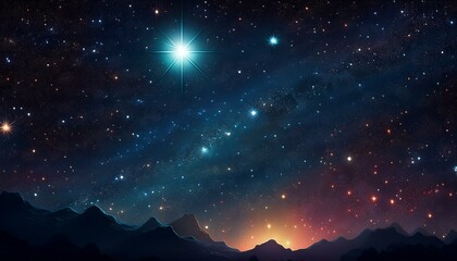 Gorgeous dark night sky with a single very bright star