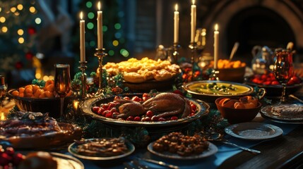 Fototapeta premium festive christmas feast table