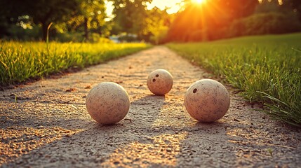 Sunset Park Path with Bocce Balls