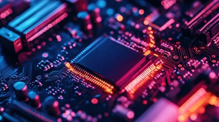 Fototapeta premium close-up of circuit board with microchip