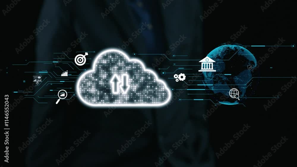 Aufkleber business person discover the future of cloud computing with latest insights and elevate business by 