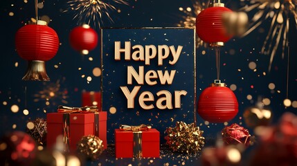 Happy New Year. New year celebration on set background