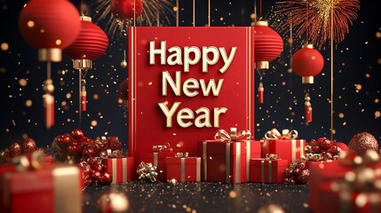 Happy New Year. New year celebration on set background