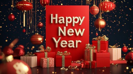 Happy New Year. New year celebration on set background