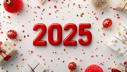 Happy New Year. 2025 new year celebration on set background