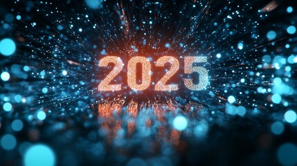 Happy New Year. 2025 new year celebration on set background