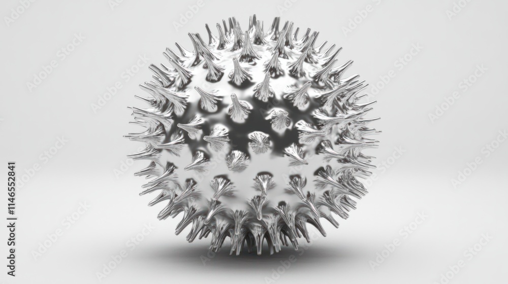 Aufkleber a spherical 3d virus model with evenly spaced spikes and a smooth core, rendered with sharp detail, 