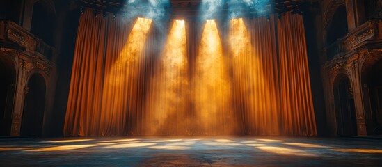 Majestic Stage Lighting with Orange Drapes.