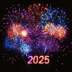 Happy New Year 2025. New Year's Eve Party background banner greeting card illustration decor with text.