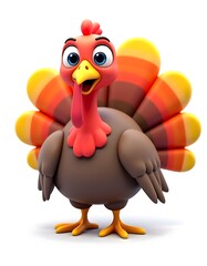 Fototapeta premium turkey 3D cartoon white background isolated