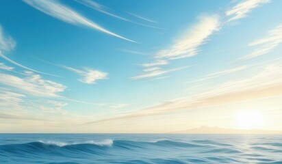 Obraz premium view of a body of water with a sky background