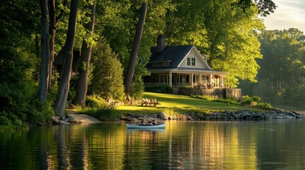 Obraz premium lakeside house tranquility