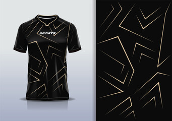 Sport jersey design template mockup sharp line for football soccer, running, esports, black gold color © Nimpuna O