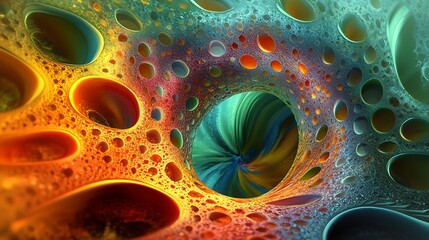 Modern colorful abstract 3d render with smooth fluid patterns and bold radiant shapes creating a vibrant design