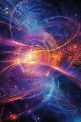 Obraz premium Abstract cosmic swirls, vibrant light trails.