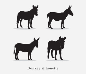  vector hand drawn donkey silhouette